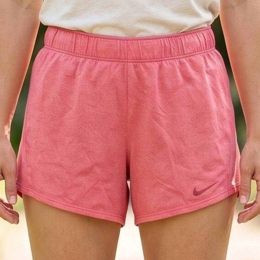 Nike Womens Dri-FIT Heathered Pink Athletic Running Shorts Elastic Waistband